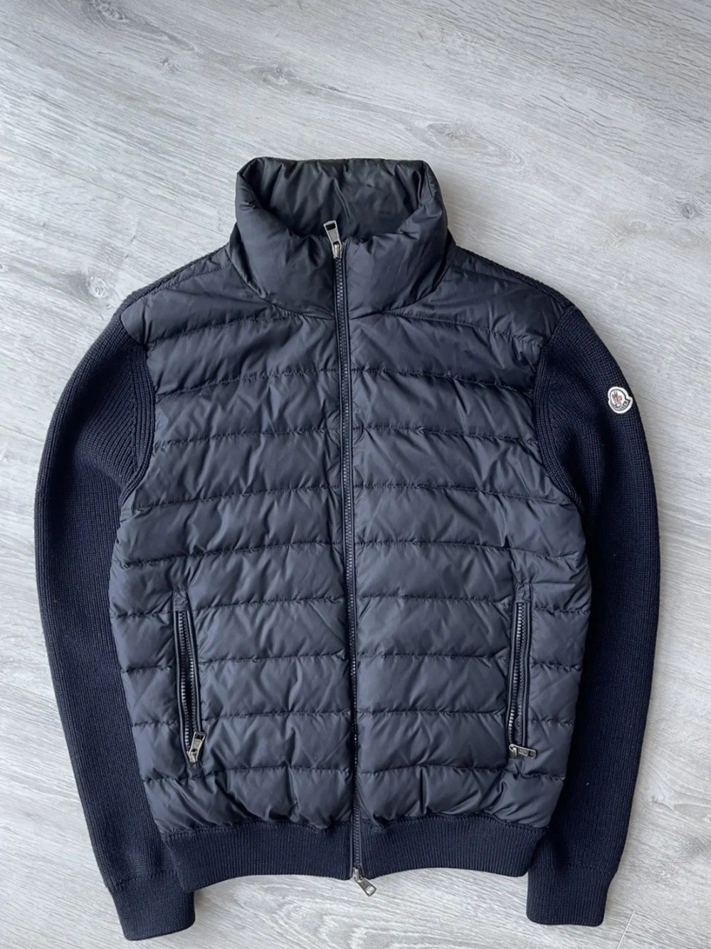 Moncler Black Quilted Hybrid Puffer Jacket